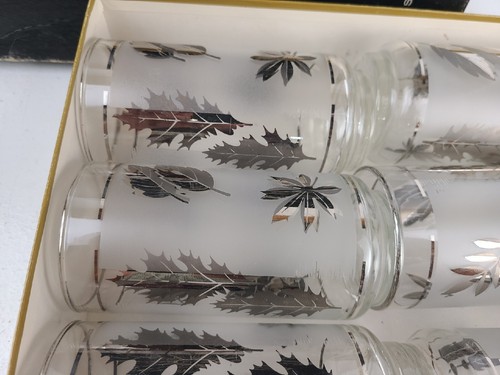 8PC Vintage Libbey Silver Foliage Hostess Glassware 15 1/2 Oz Original Box - Picture 15 of 15