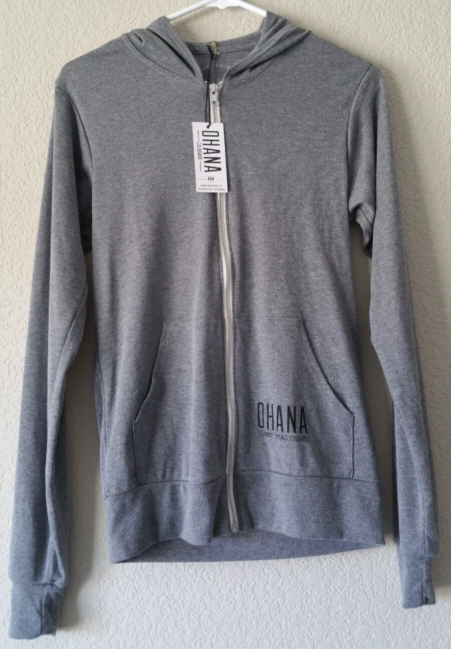 OHANA Size S Unisex Steamboat Springs Colorado Mountain Printed Hoodie Gray Zip