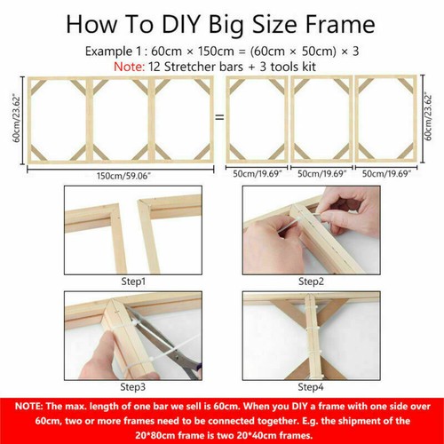 Stretcher Wall Gallery Strips Bar Professional Frame Canvas Pine Art DIY Wooden - Picture 7 of 36
