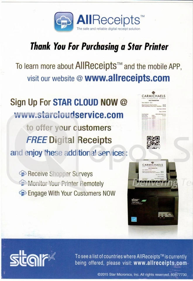 POS Receipt Printer-Star TSP143IIECO Receipt Printer - Image 2 of 4