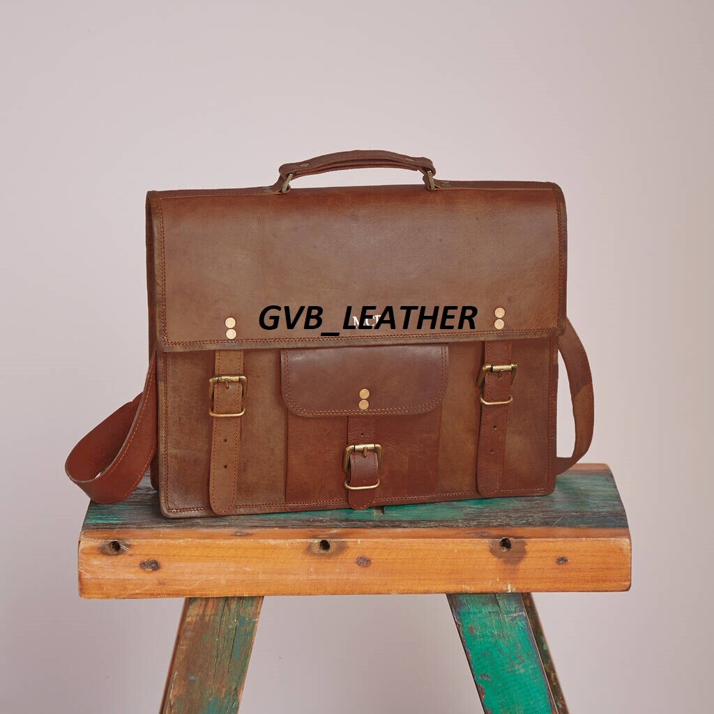 Hombres Cuero Mensajero Hombro Mujeres Laptop Maletín Crossbody Utility Bag