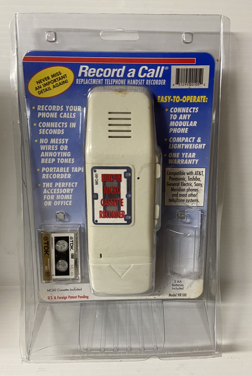 NEW Record A Call Replacement Telephone Handset Recorder HR100