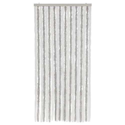 Vidaxl vliegengordijn 90x200 cm chenille lichtgrijs en wit - Afbeelding 3 van 3