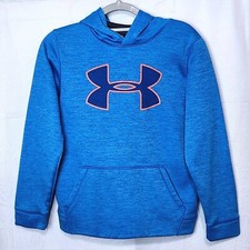 UNDER ARMOUR STORM COLDGEAR LOOSE HOODIE YOUTH LARGE BLUE ORANGE