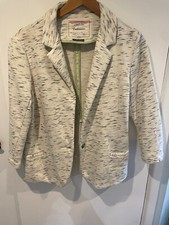 Cartonnier Anthropologie Beige Knit Blazer Jacket Ruffle Trim Women's L