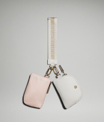 Lululemon Dual Pouch Wristlet Vapor / Gold / White NEW