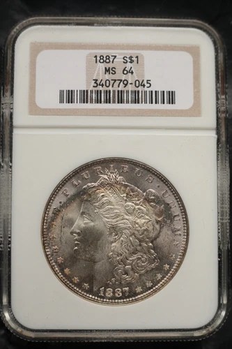 KAPPYSCOINS  GH197  1887   NGC MS64 MORGAN SILVER DOLLAR GEM BU TONING