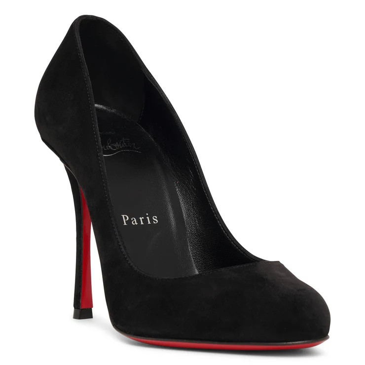 100% AUTHENTIC NEW WOMEN LOUBOUTIN DOLLY 100 BLACK SUEDE PUMPS EU 37.5/US 7.5