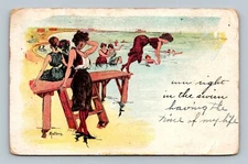 Vintage Postcard Comic Women By A Lake Aw Right In The Swim Undivided Back 