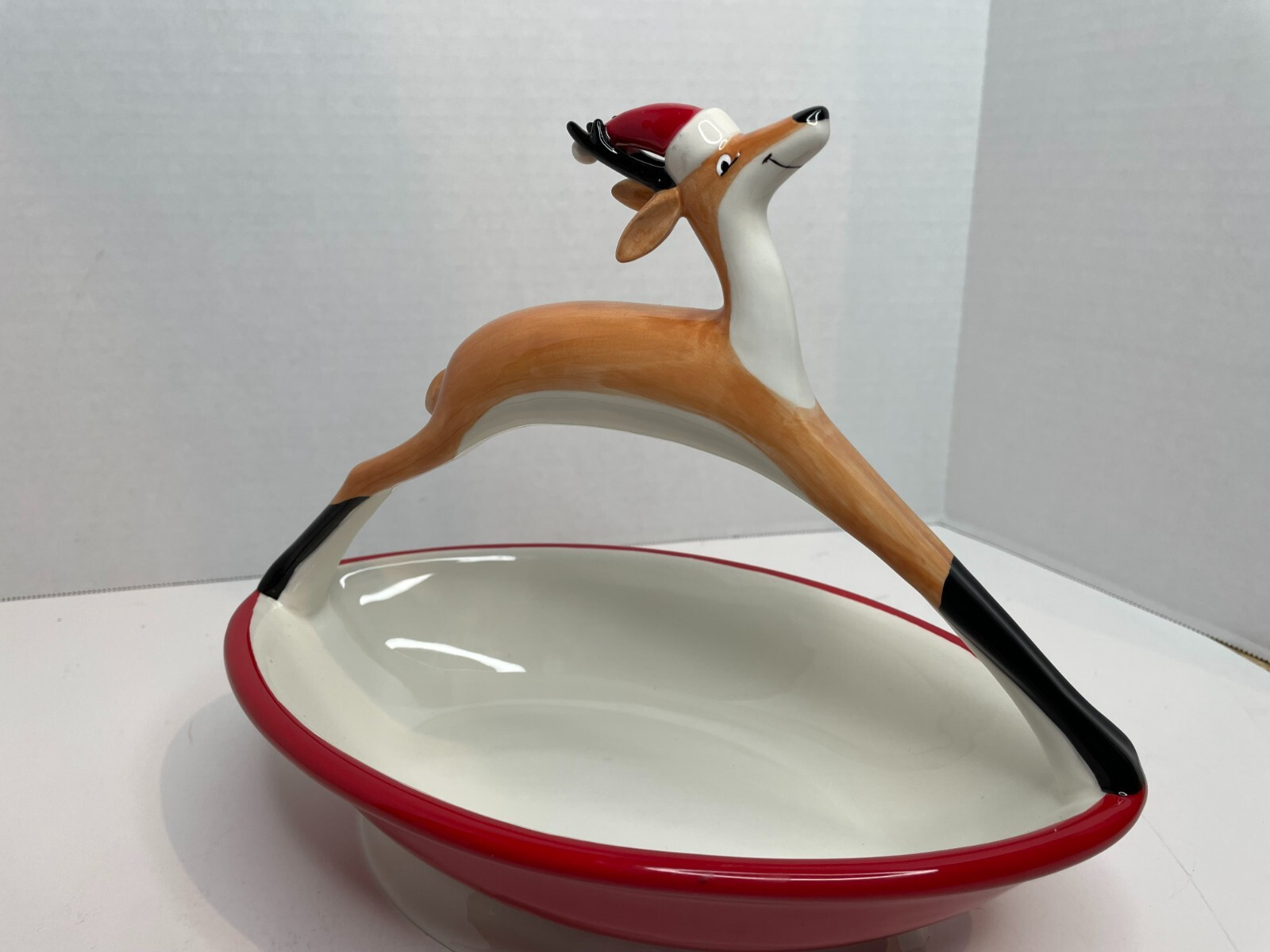 2004 Department 56 Flying Reindeer Candy Dish Reindeer Handle Basket eBay