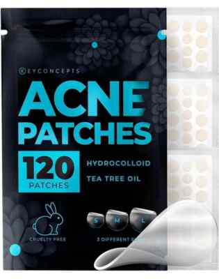 KeyConcepts Acne Healing Patches 120 Clear Patches NEW w/Tea Tree Oil to Soothe