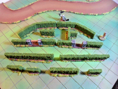 Wargame Terrain Hedge set with gate 28mm 25mm Painted lot of 12 pcs