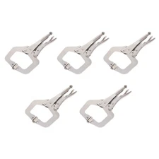 11'' 5Pcs C-Clamp Locking Vise Grip Pliers w/ Swivel Jaw Pad Welding Hand Tool