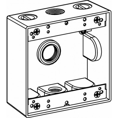Orbit 2B75-3-W 2-Gang Weatherproof Box Three 0.75 Inch Hubs 2 Inch Deep   White