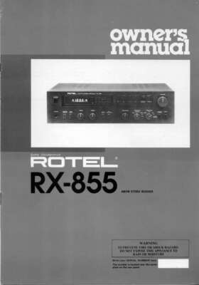 Rotel RX-855 Receiver Owners Manual