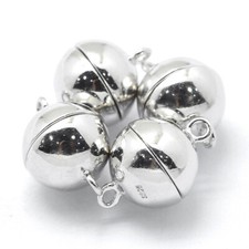 5x Sterling Silver Magnetic Round Platinum Clasps Bracelet Jewelry Making 12x8mm