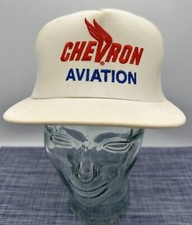 Vintage Chevron Aviation Snapback Hat Cap White Made In USA