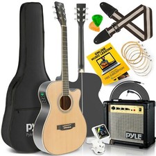 Pyle 40” Inch 6-string Electric Acoustic Guitar -w/digital Tuner & Accessory Kit