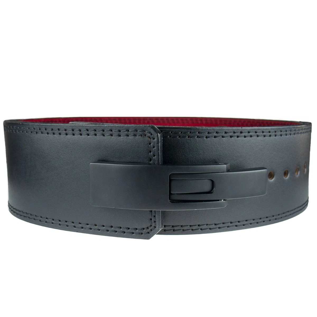 Real Leather Powerlifting Lever Buckle Belt Black Weightlifting