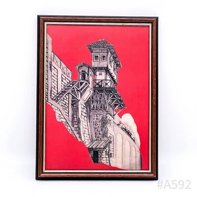 Vintage Kunstdruck in Bilderrahmen aus Holz m. Glaseinsatz, gerahmt | 22 x 31 cm - Bild 1 von 4