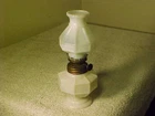 Antique Miniature Oil Kerosene Lamp "MISSION" Smith I Fig 192 Milk Glass Blocks