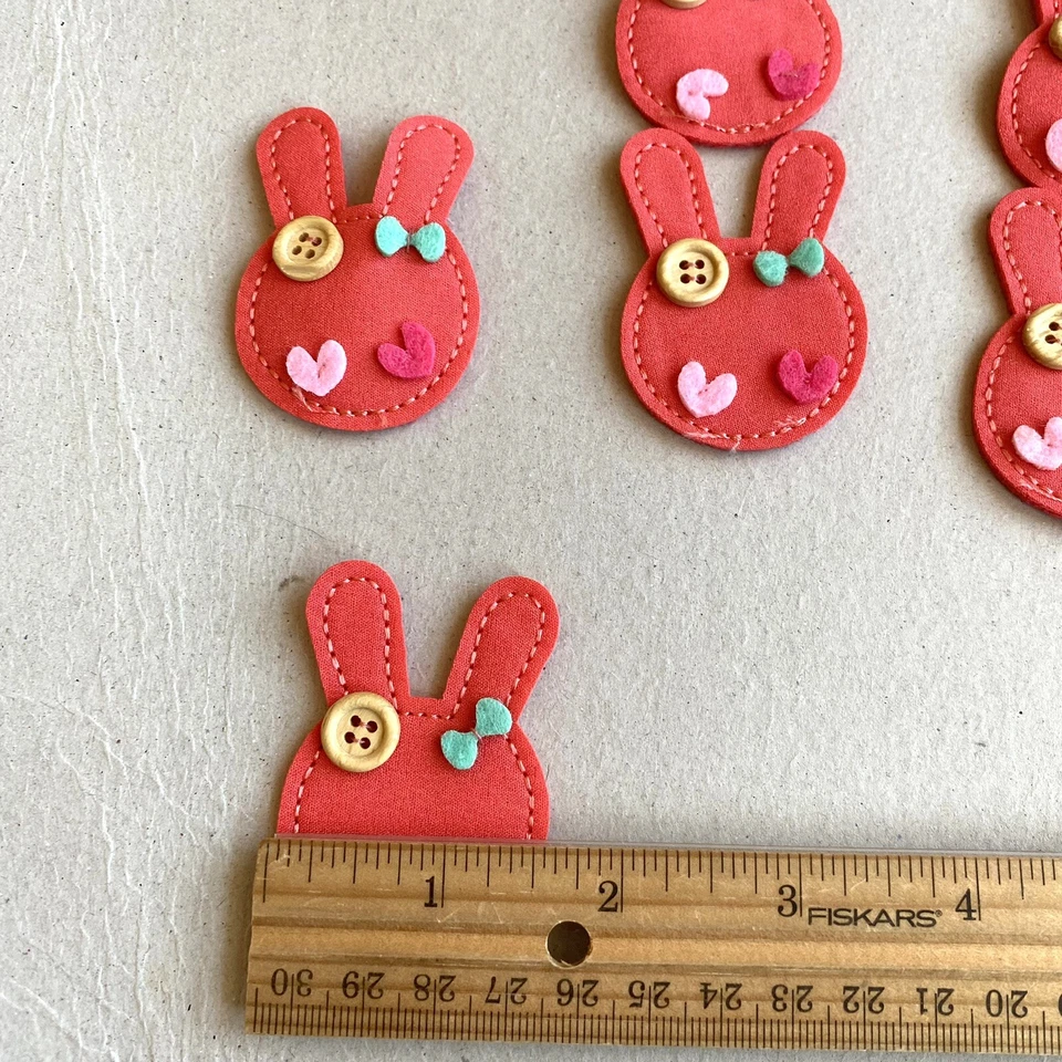 Apliques/parches para cabeza de conejo rojo 6 piezas para costura/pin de pelo/artesanías Foto 3 de 4