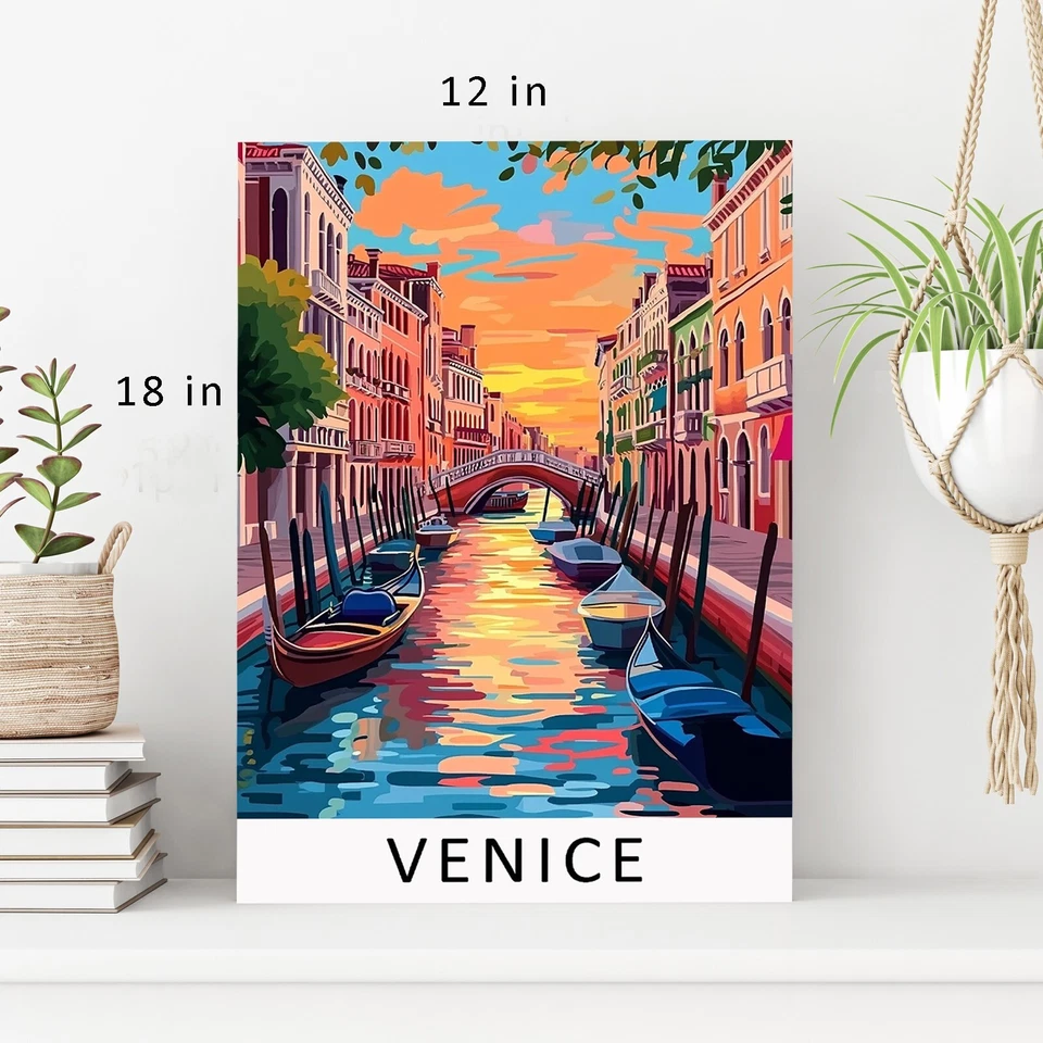 Venice Vintage Travel Art Poster  Canvas Wall Art Ready To Hang - Image 4 of 4