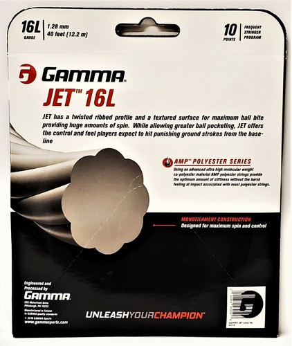 GAMMA JET 16 AMP POLYESTER 1.28mm TENNIS STRING 10 POINTS, LIME - Picture 2 of 2