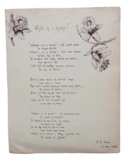 1898 Manuscript FLOWER FAIRY Original POEM Fairies Handwritten & Artwork Plants