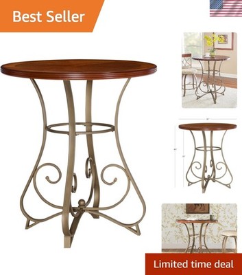 Elegant Hamilton Pub Table: Brushed Faux Cherry with Pewter & Bronze Accents