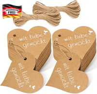 GeschenkanhäNger Herz Mit Liebe 6Cm Kraftpapier Set 100 StüCk Mit Juteschnur