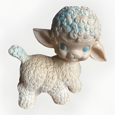 Vintage 1955 The Sun Rubber Squeaky Rubber Toy Lamb Sheep Moving