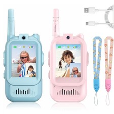 2 Pack Rechargeable Kids Video Walkie Talkies - Camping/Hiking Toys Ages 3-12