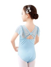 Daydance Blue Gymnastic Leotards for Girls 4-6 Years, Blue-flutter Sleeve