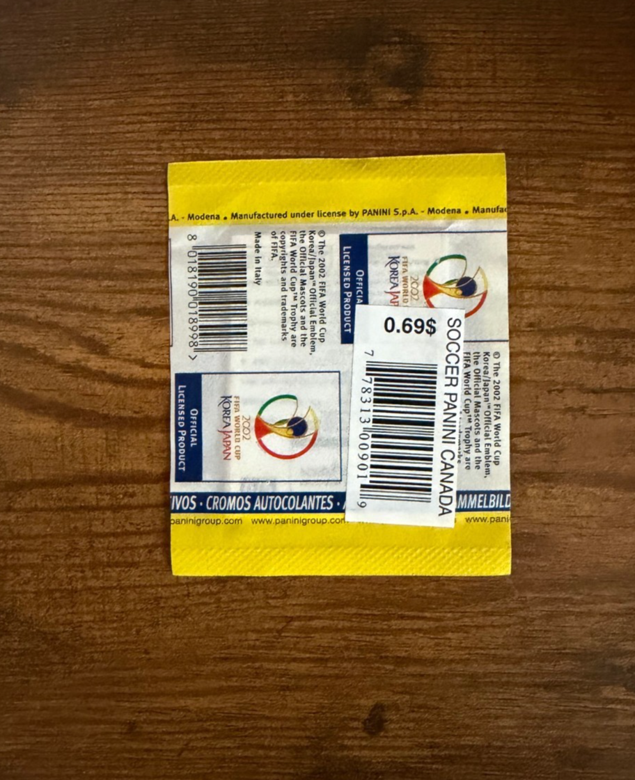 1) Sealed Pack (6 Stickers) 2002 Korea Japan Panini World Cup
