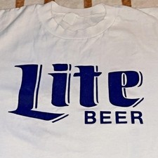 Vintage 1980's Miller Lite Beer 50/50 Shirt Promotional Shirt Made in USA OSFA