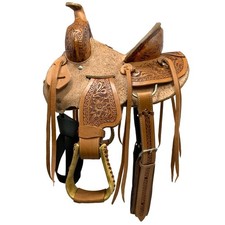 Hard Seat High Back Ranch Roper Style Saddle Floral Tooling 10 Inch NEW