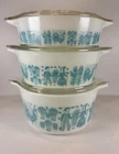 Vintage PYREX Turquoise Amish BUTTERPRINT Casserole Set 471, 472, 473 with Lids