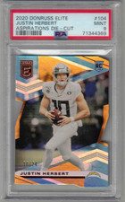 2020 Donruss Elite Justin Herbert Aspirations Die Cut RC 10/24 Jersey # PSA 9