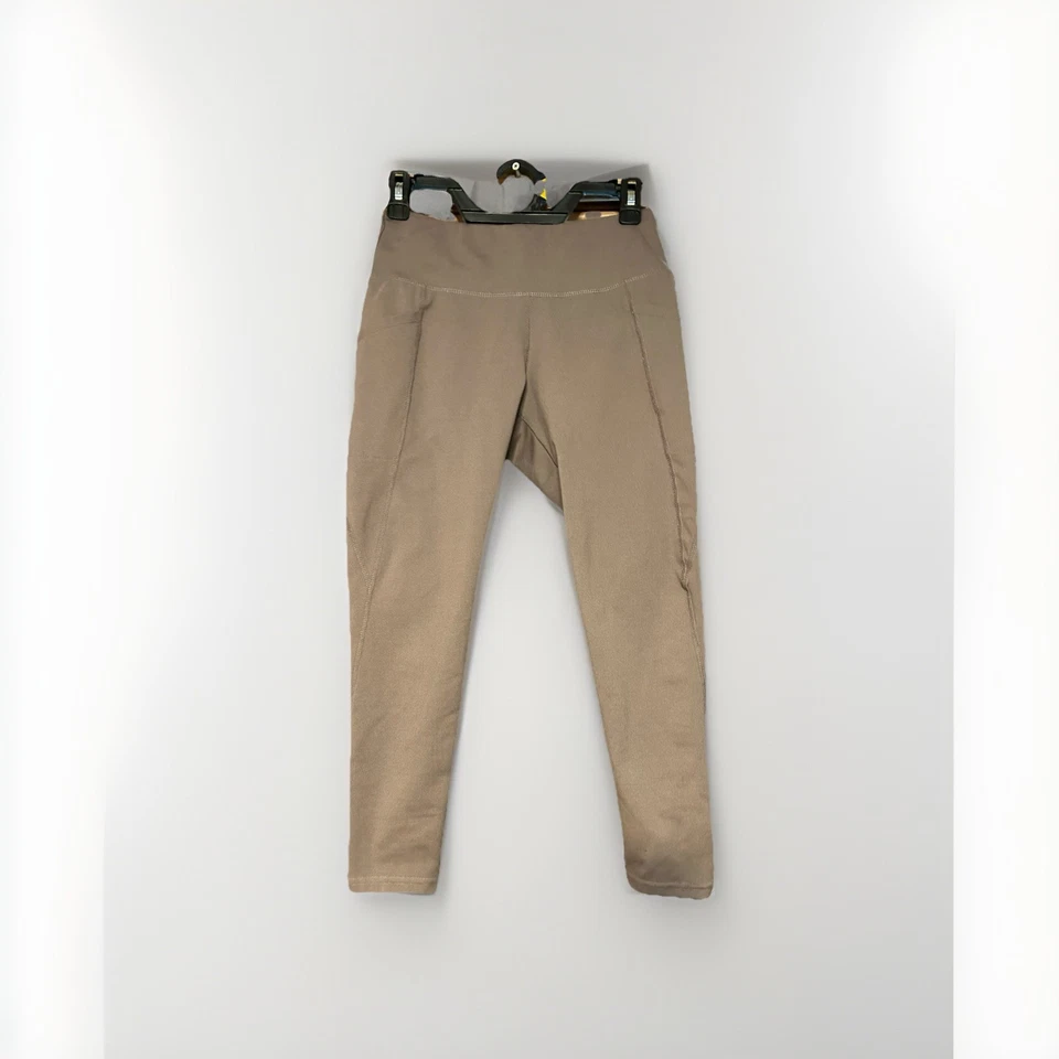 Jockey Leggings Yoga Pants Women Small Mocha Color Tone Pockets Elastic Waist - Image 2 of 4