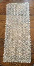 Antique Floral Lace Table Runner with Scalloped Edge 54.5" x 23.5"
