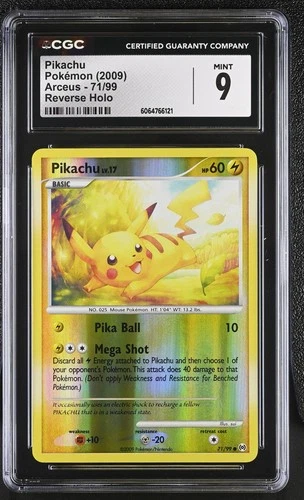 CGC 9 MINT Pikachu 2009 Arceus 71/99 Reverse Holo Pokemon Card