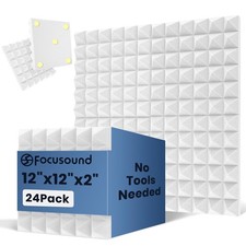 Focusound White Acoustic Panels 24 Pack 2"x12"x12" with 120 PCS 24