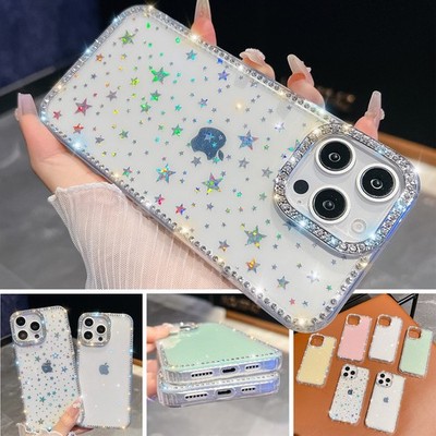 Rubber Bling Diamond Glitter Shockproof Case For iPhone 17 Pro Max 16e 15 14 13 