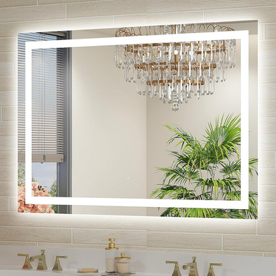 Dimmable 40x28 LED Bathroom Mirror with Anti-Fog & Versatile Lighting Modes