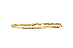 Authentic Solid Mariner Chain Anklet Brac. 18K double Gold Plated 4mm wide Mirror polished