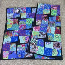 Handmade Patchwork Quilt Throw 66x50" Multicolor Boho Floral Cotton Lap Blanket