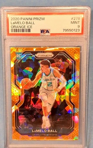 2020-21 Prizm PSA 9 LaMelo Ball Orange Cracked Ice Prizm #278 ●●Scratch On Back