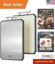 Dishwasher Safe 16" x 11" Stainless Steel Cutting Board for Easy Cleanup