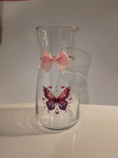 Beautiful Hand Decorated Butterfly And Bow Vase Brand New Gift